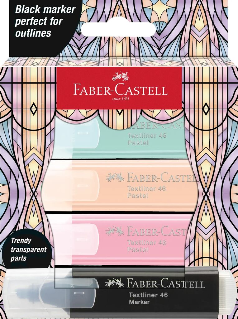 TEXTMARKER SET 4 PASTEL EDITIE SPECIALA GLASSY FABER-CASTELL TEXTMARKER SET 4 PASTEL EDITIE SPECIALA GLASSY FABER-CASTELL